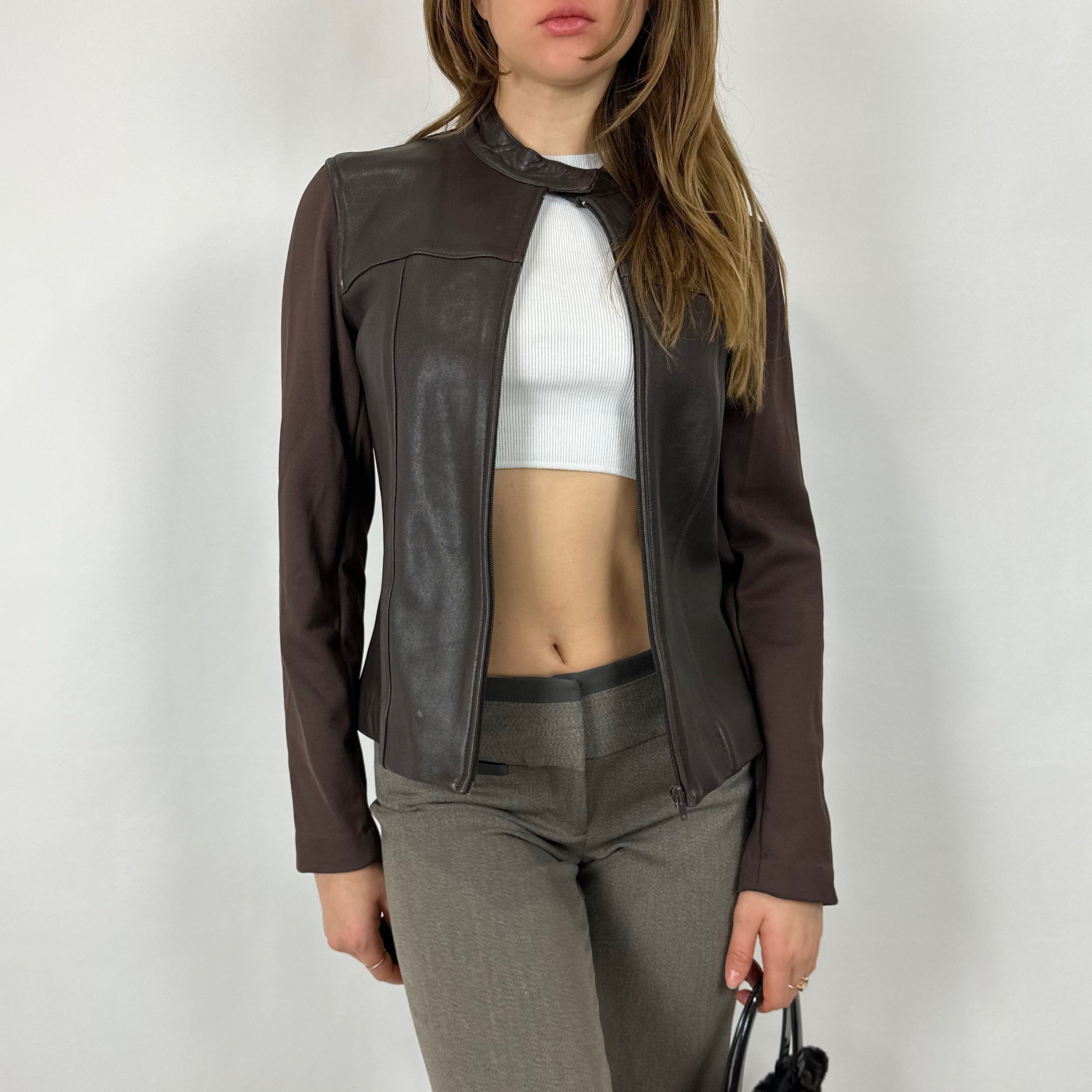 90s Brown Leather Jacket (S/M)