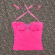 Dainty Euro Vintage Pink & Blue Halter Top (M)