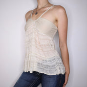 Y2K KOOKAI Knitted Beige Babydoll Top (S)