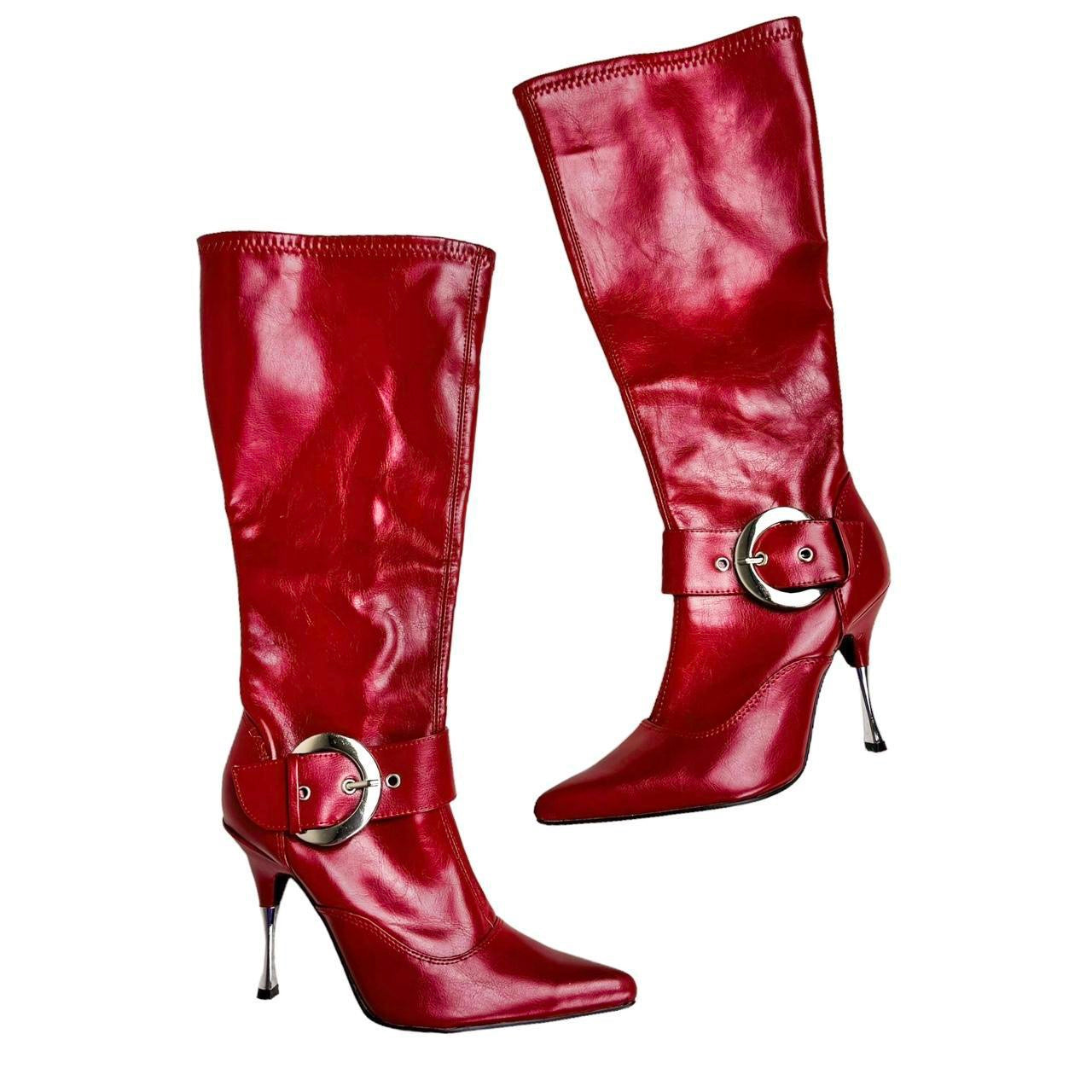Y2K Oxblood Knee High Stiletto Boots (8.5)