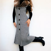 Furry Sleeveless Knit Duster - S/M