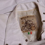 Y2K Italian White Leather Jacket (M)