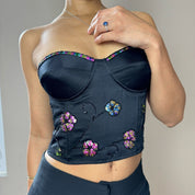 Vintage 00s sequined satin bustier (S)