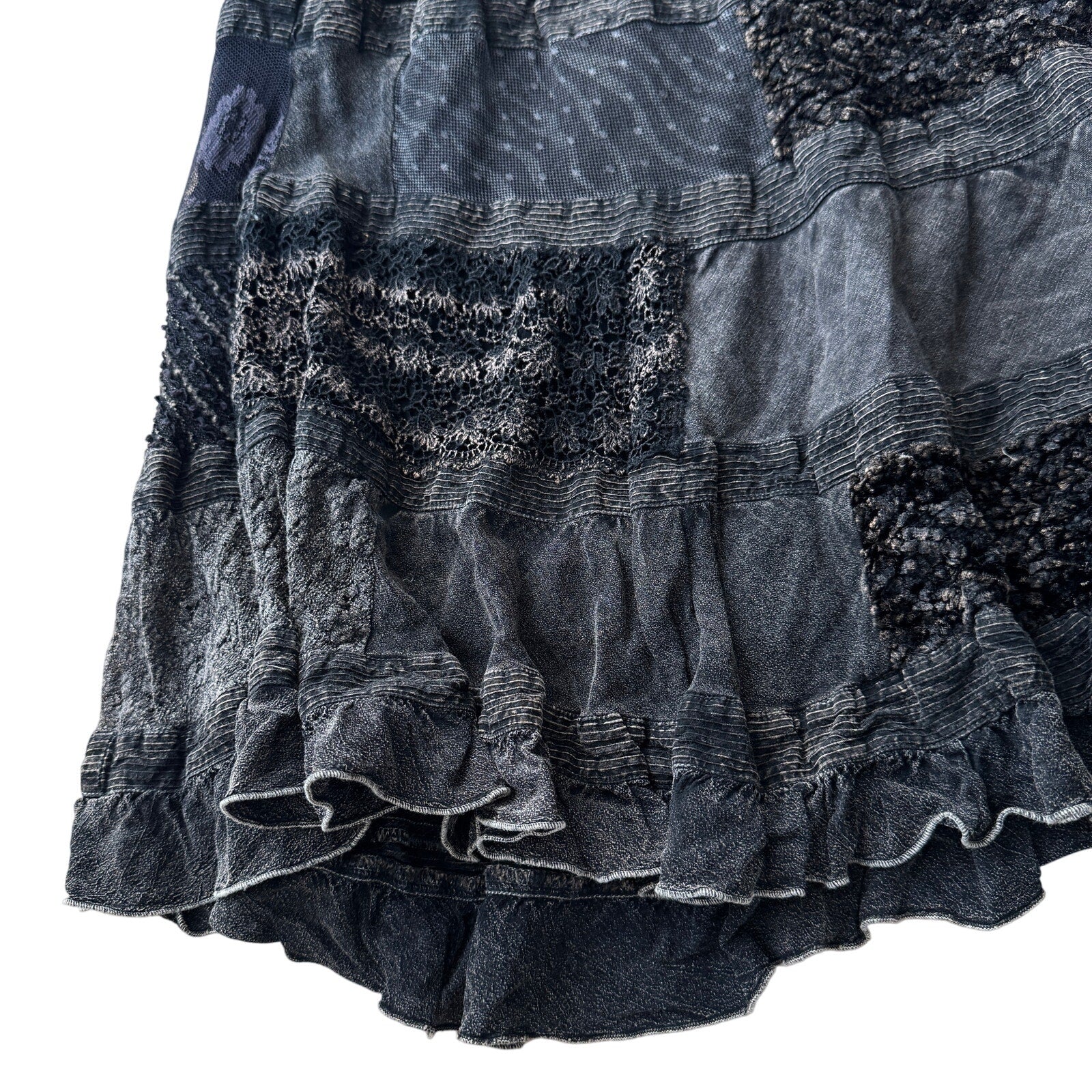 Vintage Italian Patchwork Midi Skirt (M)