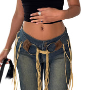 Vintage Low Rise Fringe Jeans (S) ⠀