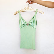 Pistachio Green Satin & Knit Tank - S/M