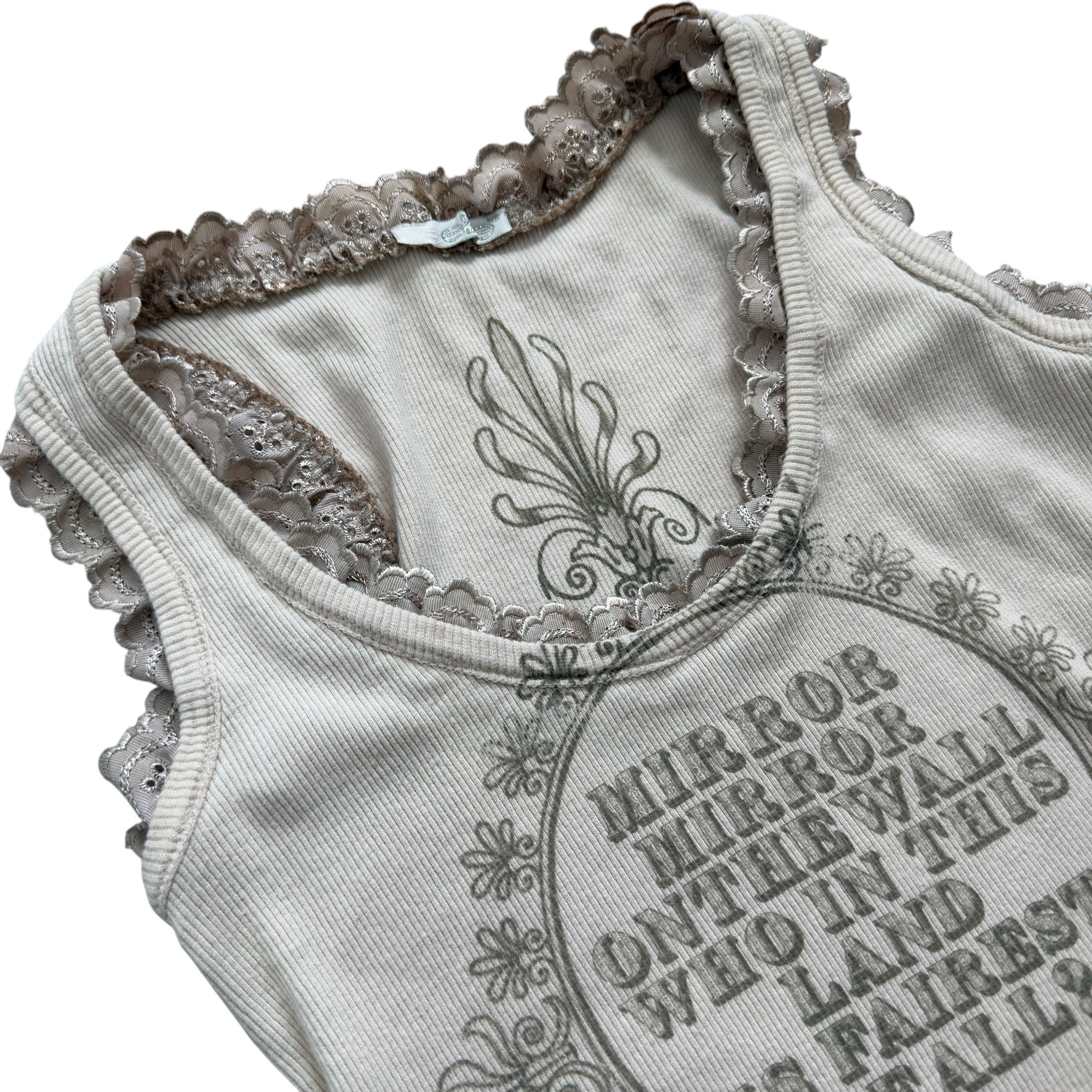 Fornarnia graphic print lace trim tank (S)