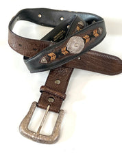 Western leather belt for