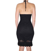 Y2K Beaded Black Crochet Halter Dress (S/M)