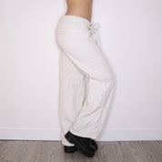 Y2K White Baggy Low Rise Cargo Pants (S)