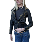 Vintage Italian Leather Cropped Studded Jacket (XS)