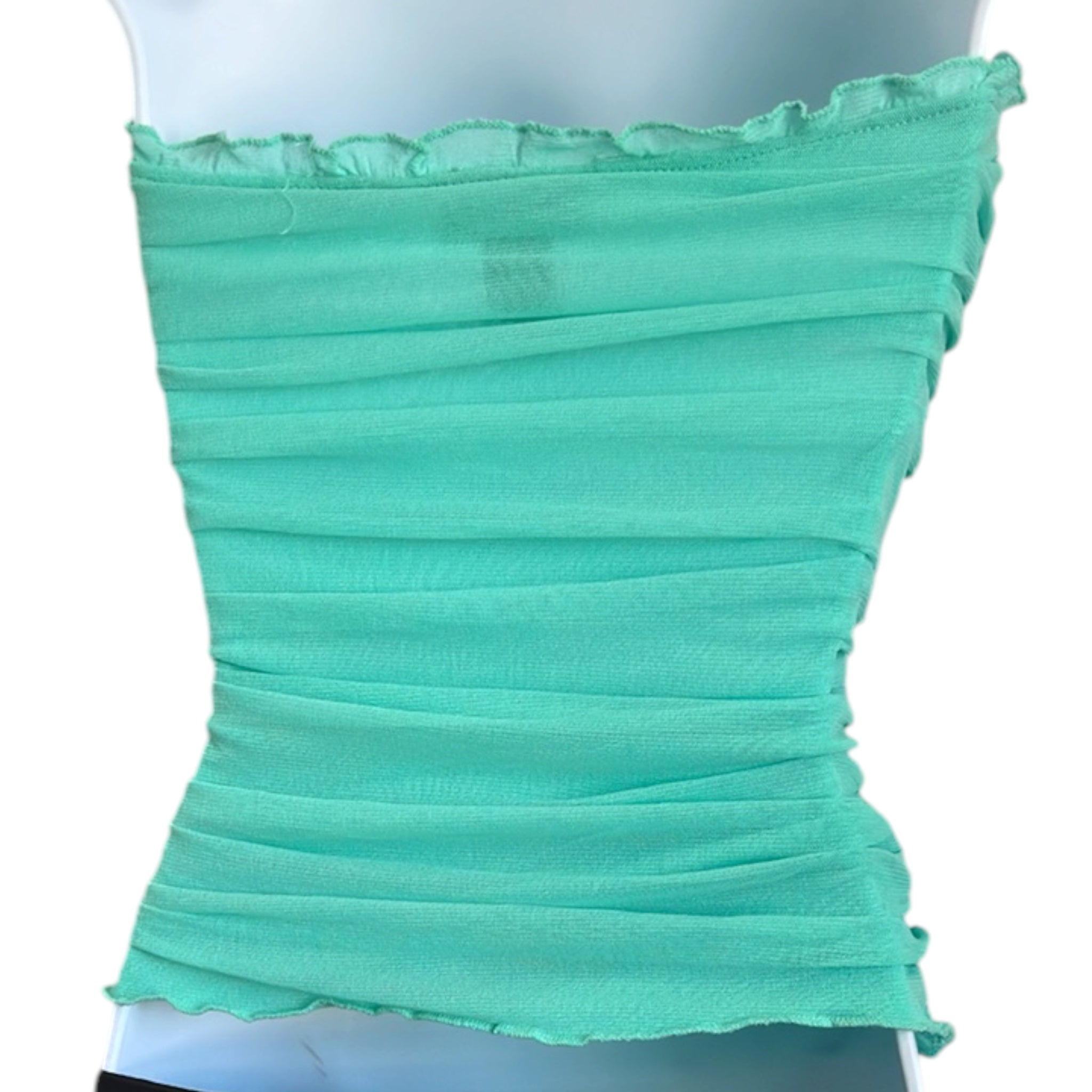 Y2K micromesh ruffle tube top (XS/S)