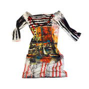 Vintage Save The Queen! Graphic Print Off the Shoulder Dress (S)