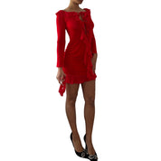Vintage Italian Red Ruffle Mini Dress (S)