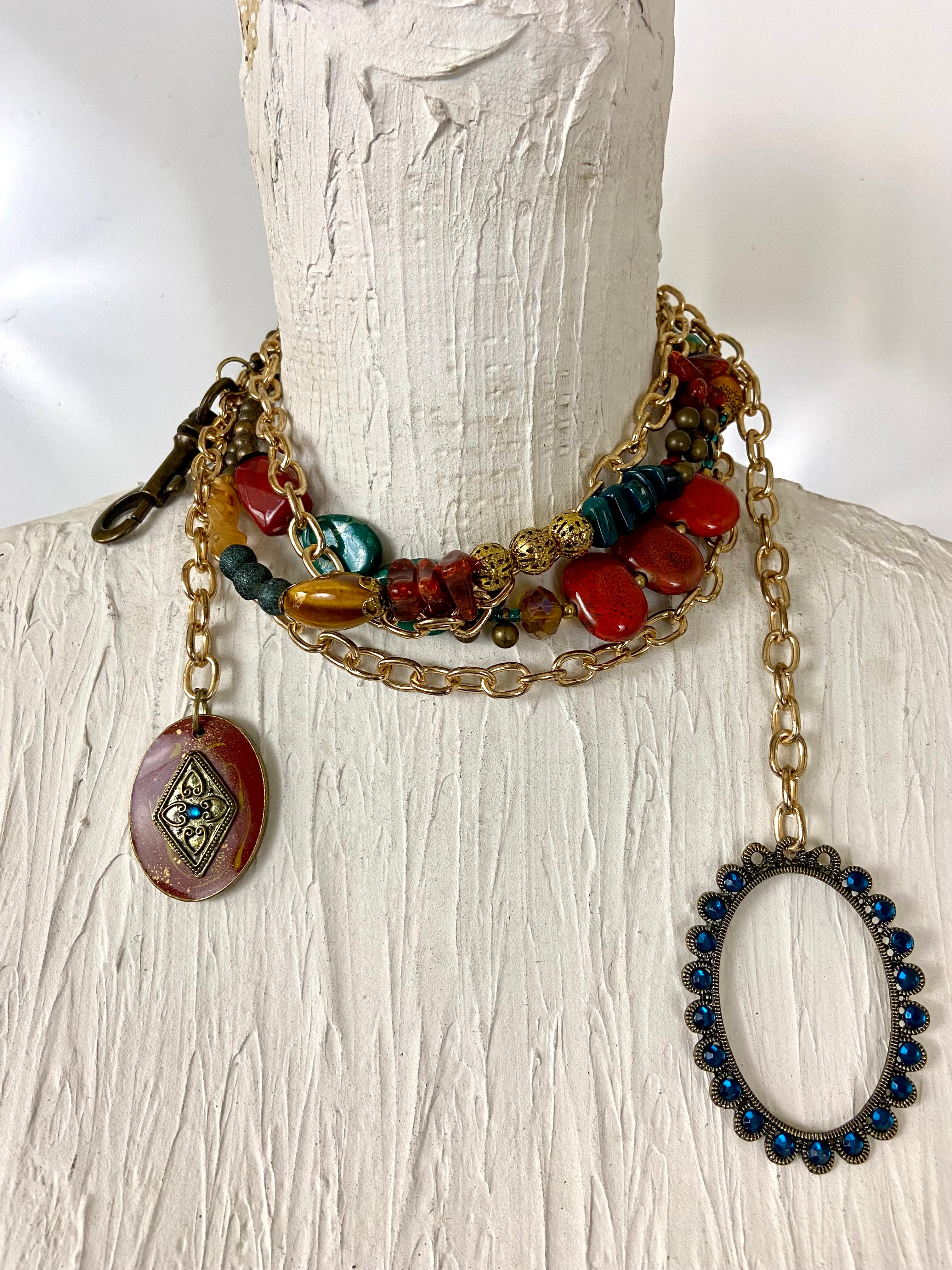 Multi colored beads belt