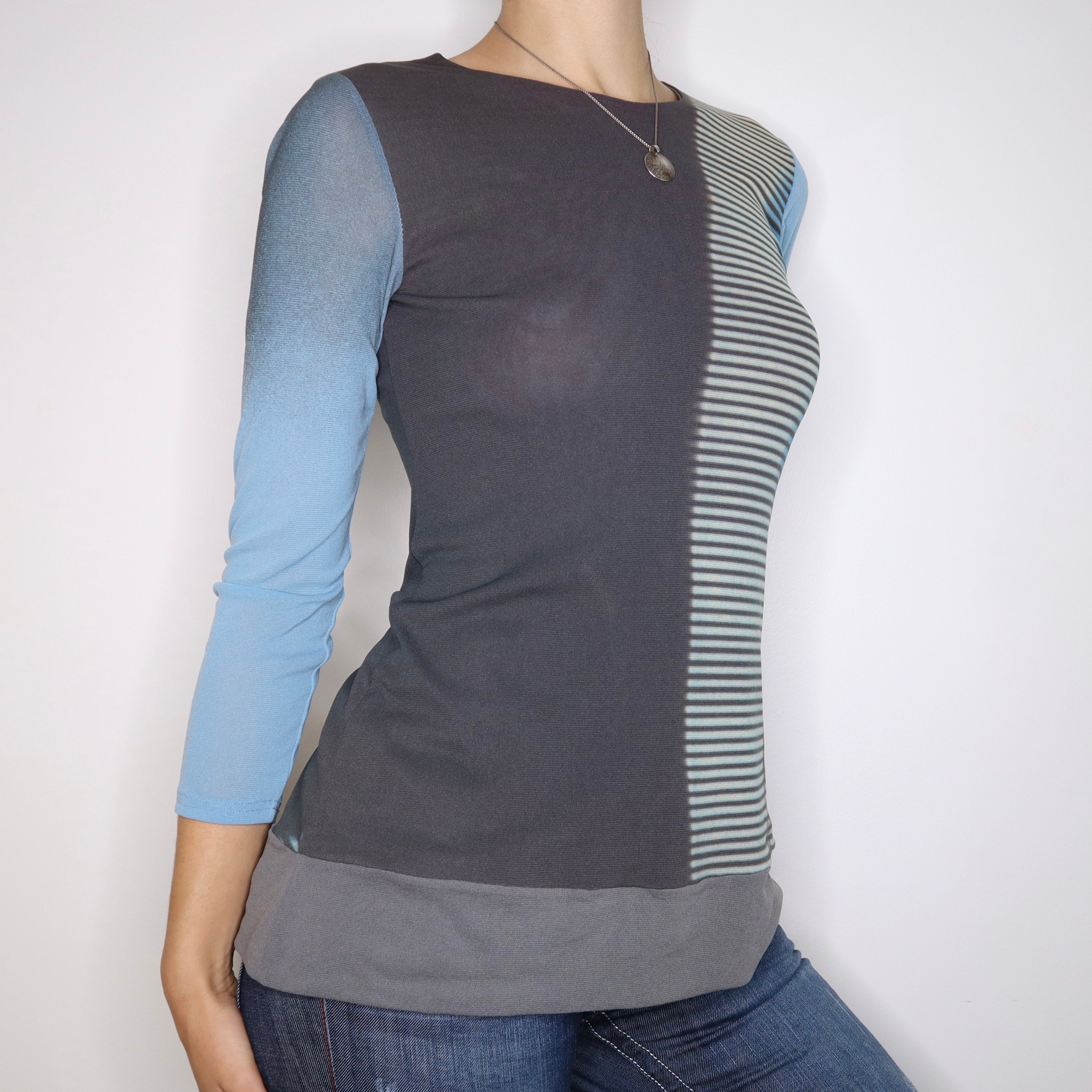 Y2K COP COPINE Graphic Mesh Long Sleeve Top (M)