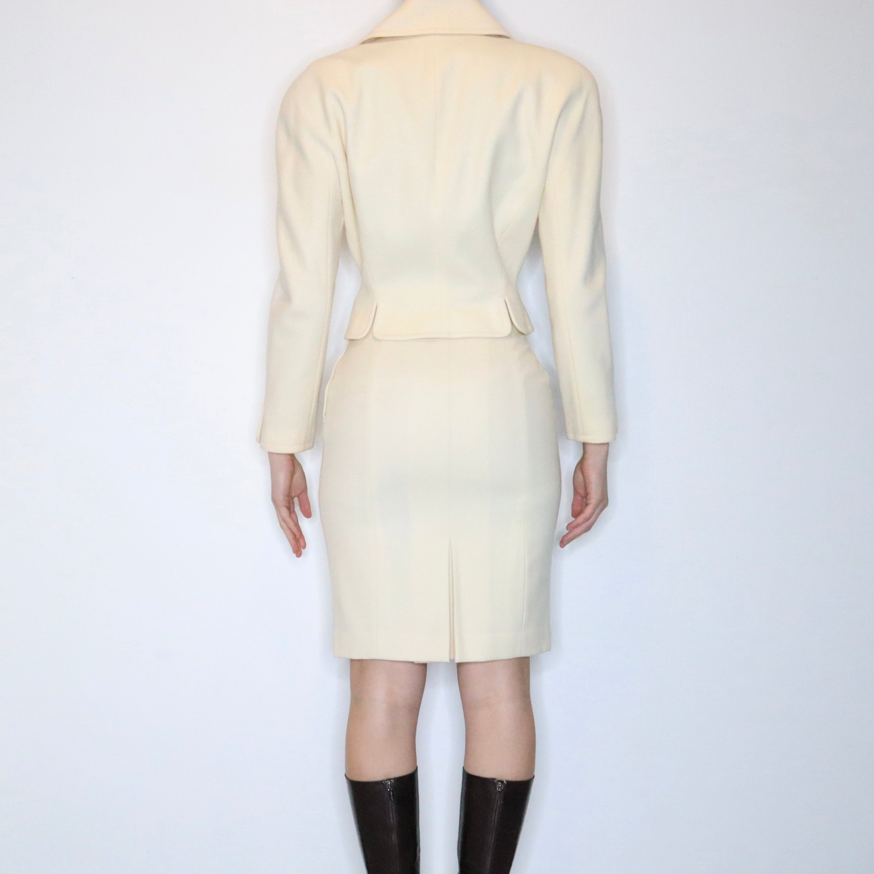 Rare 90s JUNKO SHIMADA Cream Wool Two Piece Suit (S/M)