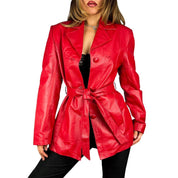 90s Cherry Red Genuine Leather Jacket (M)