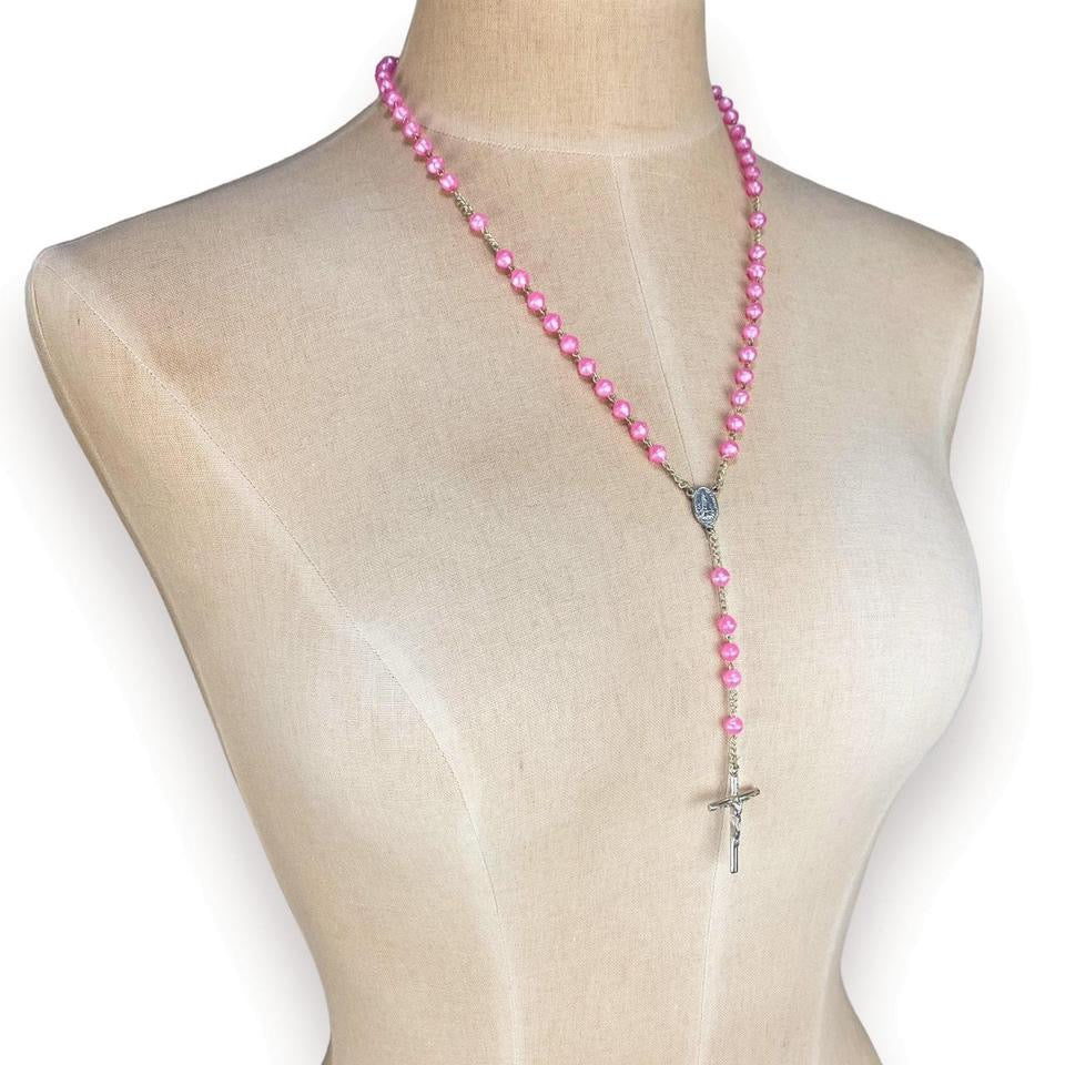 Vintage Pink Pearl Rosary