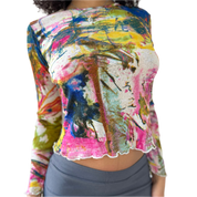 Vintage Abstract Mesh Top (S/M)