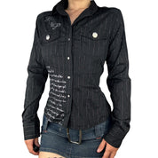 Y2K Baby Phat Pinstripe Button Down (M)