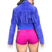 Y2K Miss Sixty Suede Fringe Moto Jacket (M)