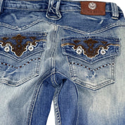 Antik denim low rise flared jeans