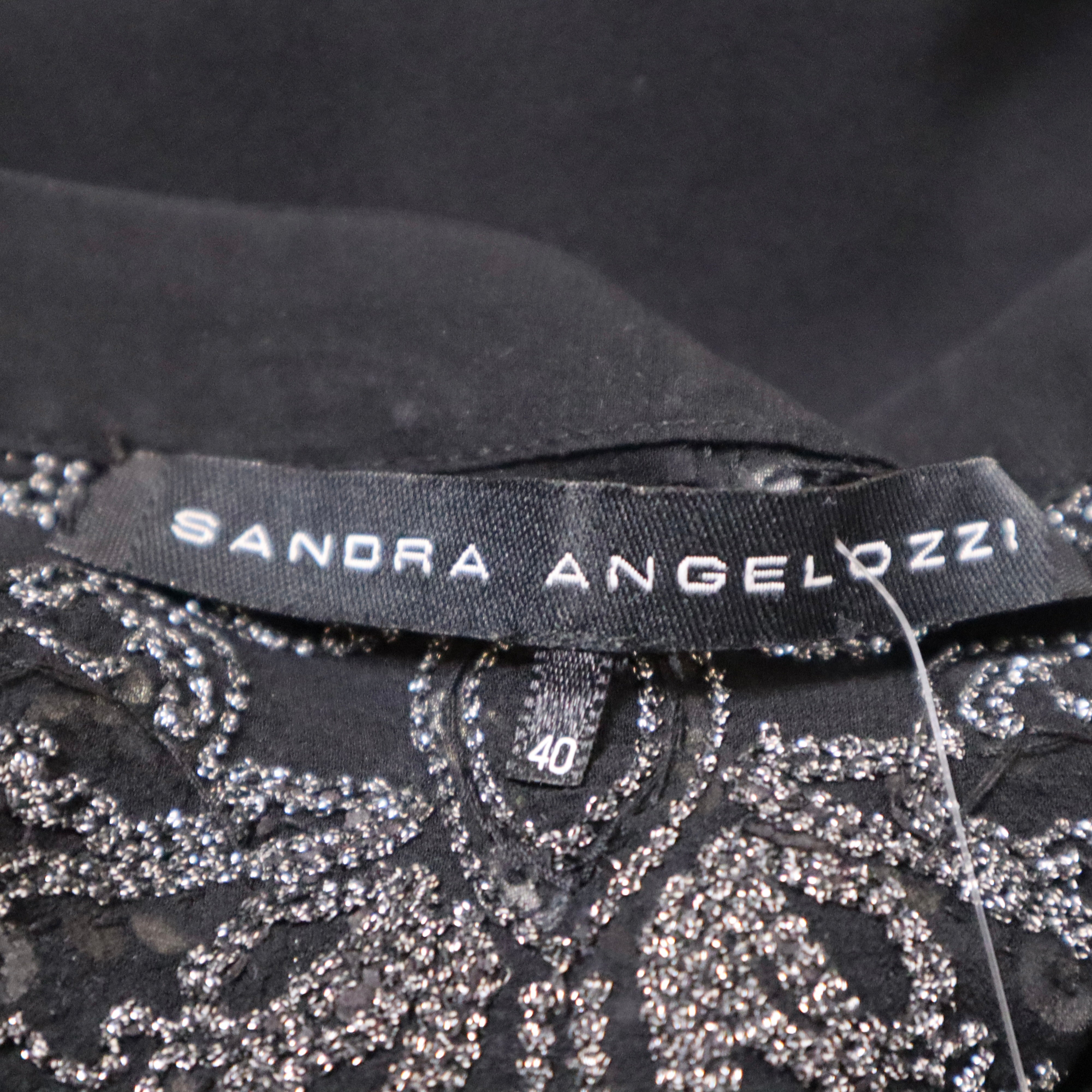 Y2K Beaded Black Silk Chiffon Top (S/M)