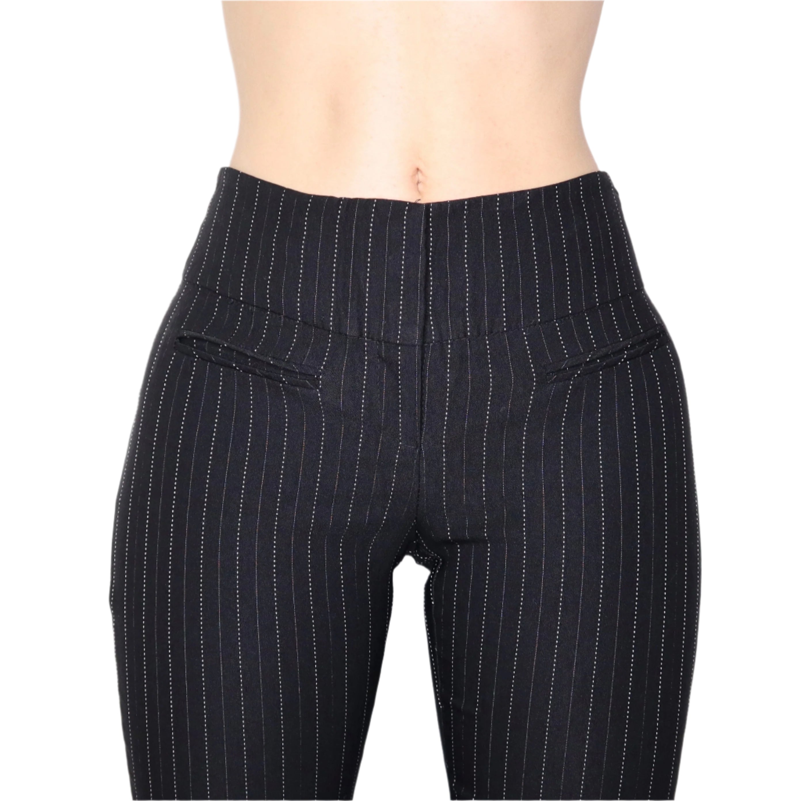 Y2K Mid Rise Pinstripe Flared Pants (XS/S)