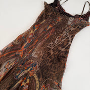 Alberto Makali Silk Beaded Leopard Print Dress (S/M)