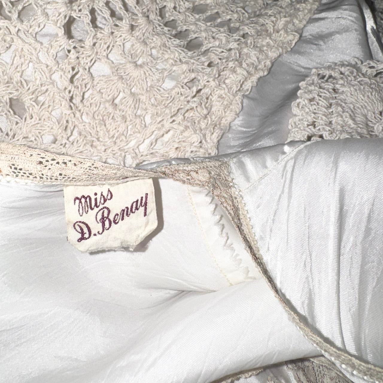 Upcycled Antique Silk & Crochet Dress (S)