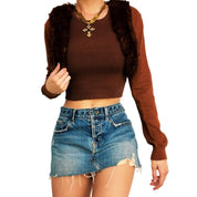 Furry Brown Shrug Cardi (S/M)