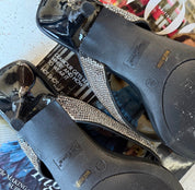 Anne Michelle Thong Kitten Heels With Rhinestones (8.5)