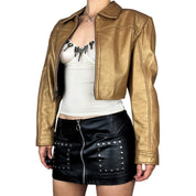 Caché Gold Cropped Leather Jacket (L)