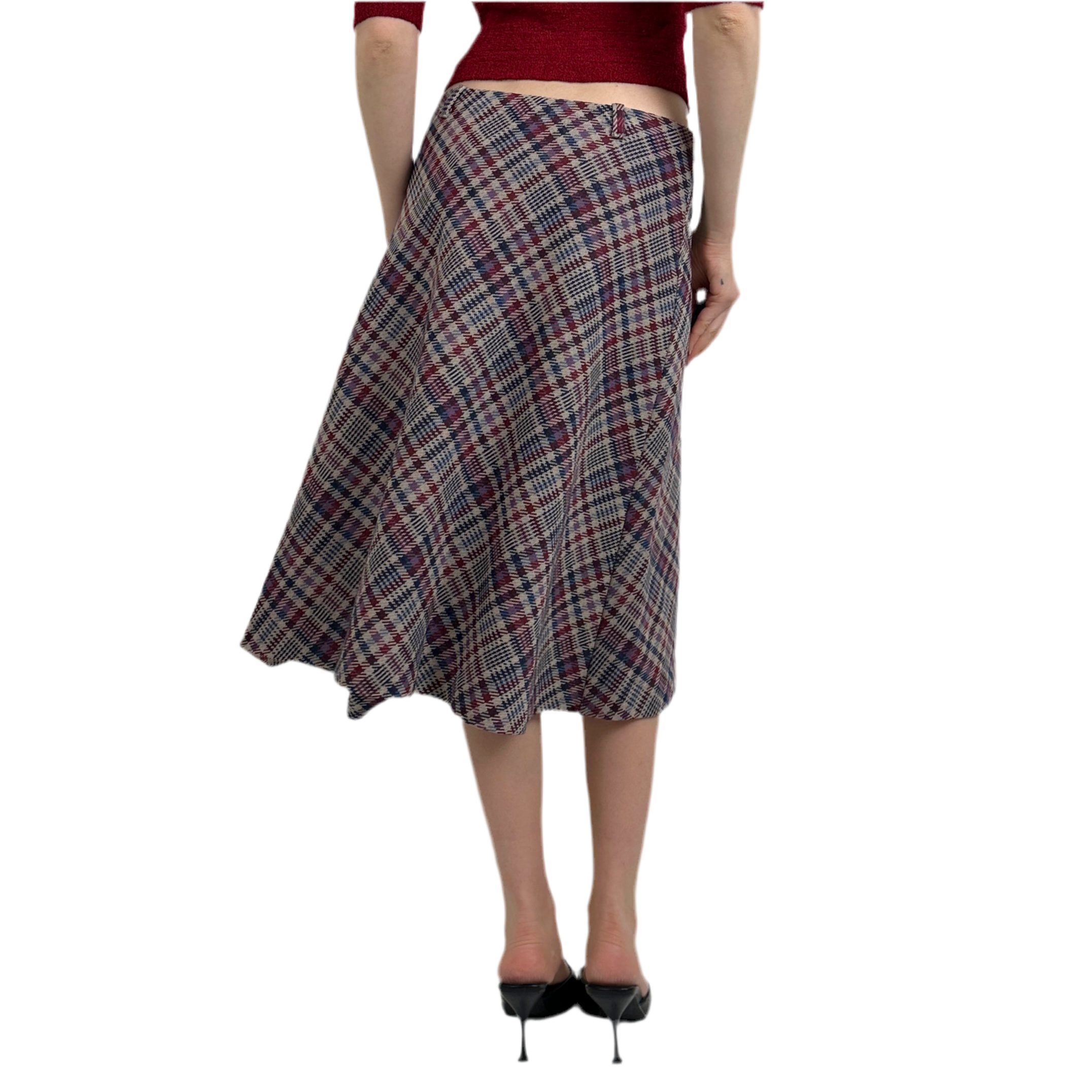 Vintage Plaid Midi Skirt (S)