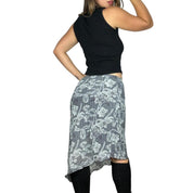 Y2K Asymmetrical Chiffon Midi Skirt (S)