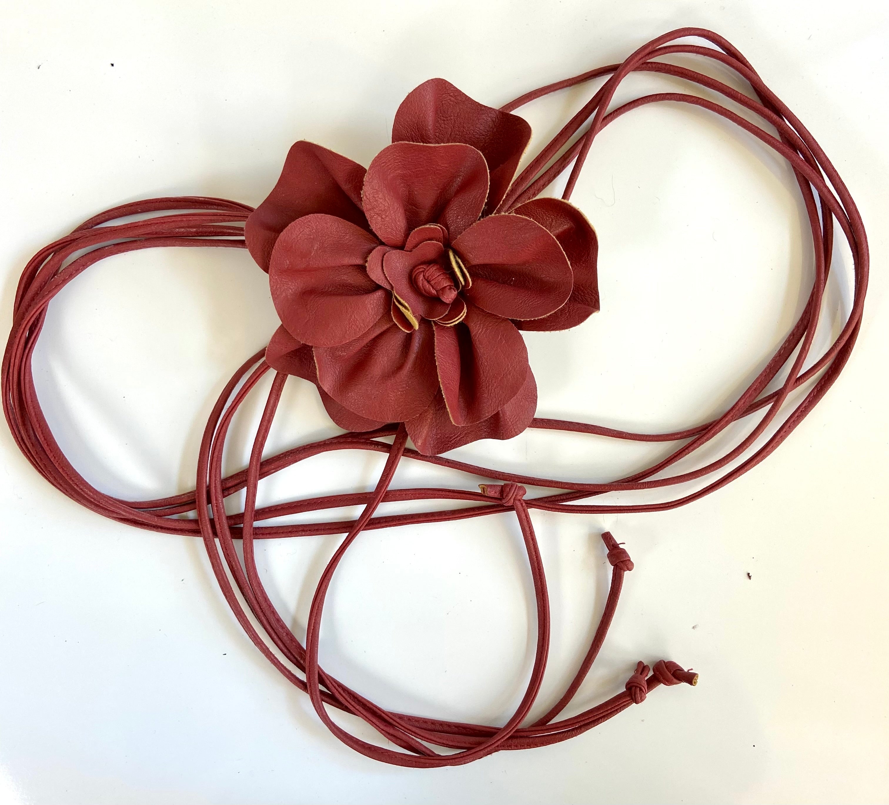 Red🌹Leather flower belt statement