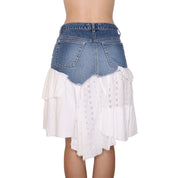 Y2K Italian Denim and White Cotton Skirt (S)