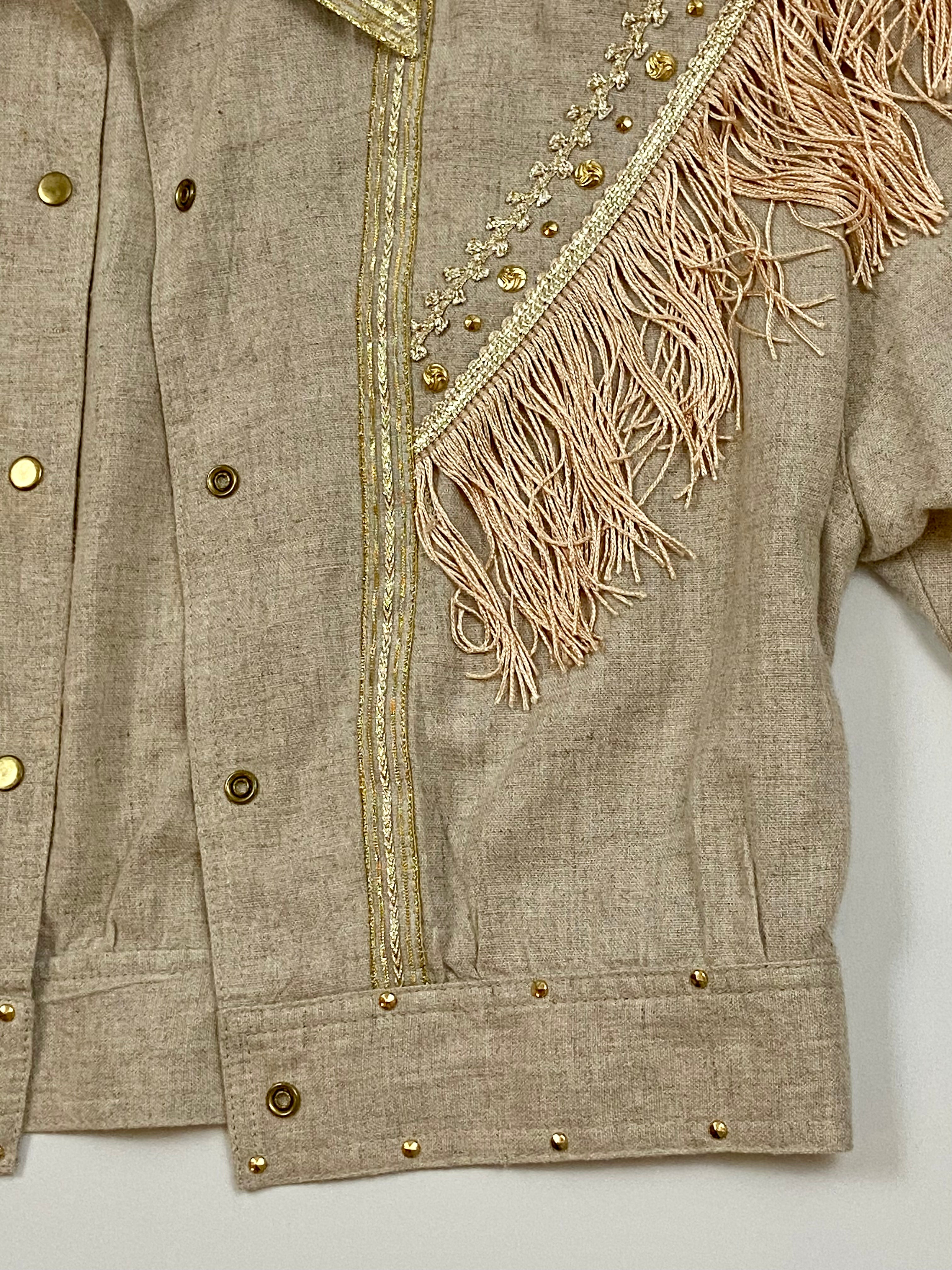 Cache Linen Fringe Tassel Studded
Western Jacket