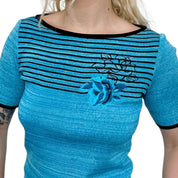 Turquoise Rose Embroidered Blouse (M)