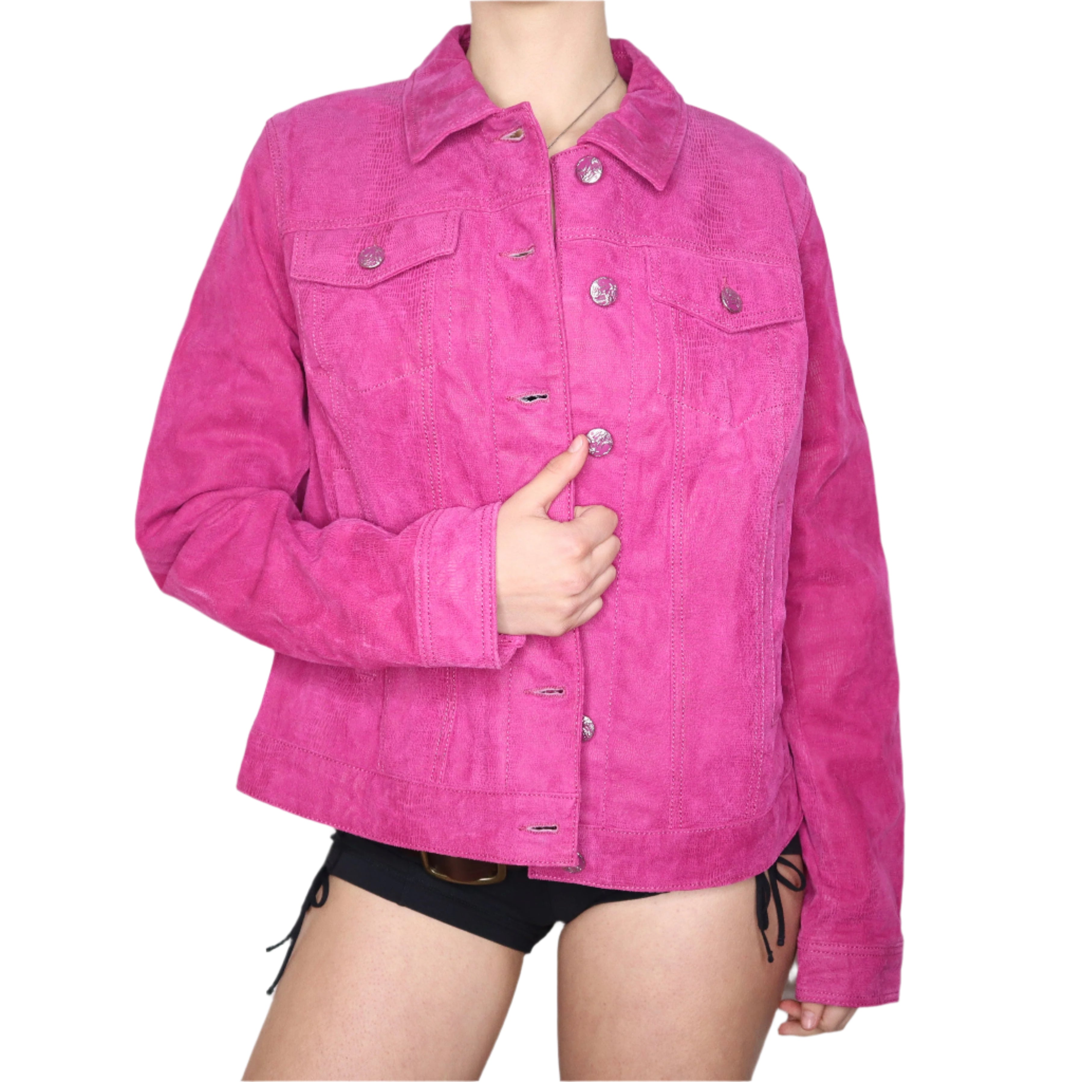Y2K Pink Suede Jacket (L/XL)