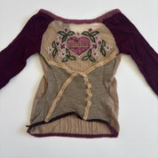 Italian Mesh Back Heart Print Sweater (S)
