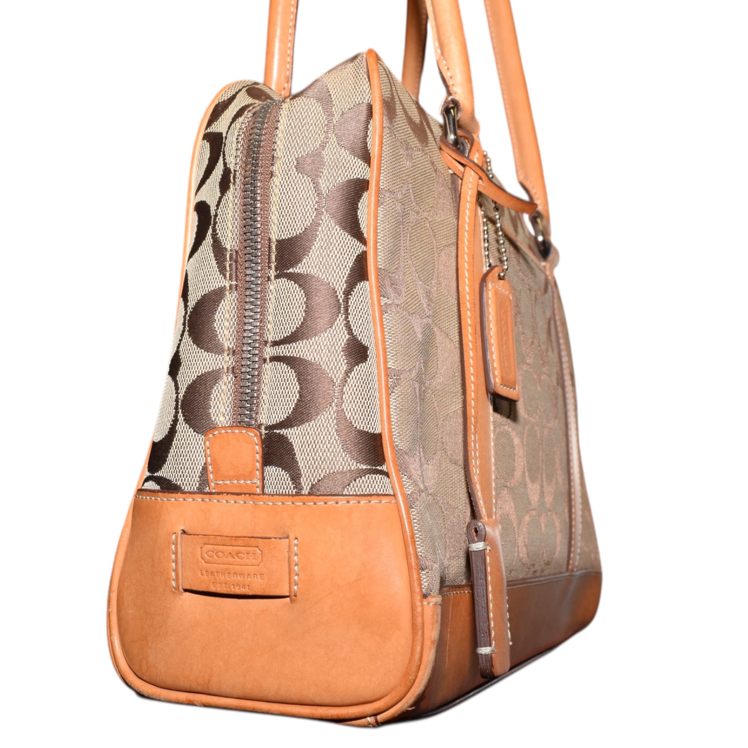 Vintage Coach Signature Camel Jacquard Shoulder Bag – Holy Thrift Vintage Coach Signature Camel Jacquard Shoulder Bag – Holy Thrift