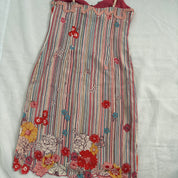 Y2K Silk Striped Floral Dress (M)