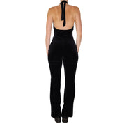 90s Sexy Black Velvet Jumpsuit (S)
