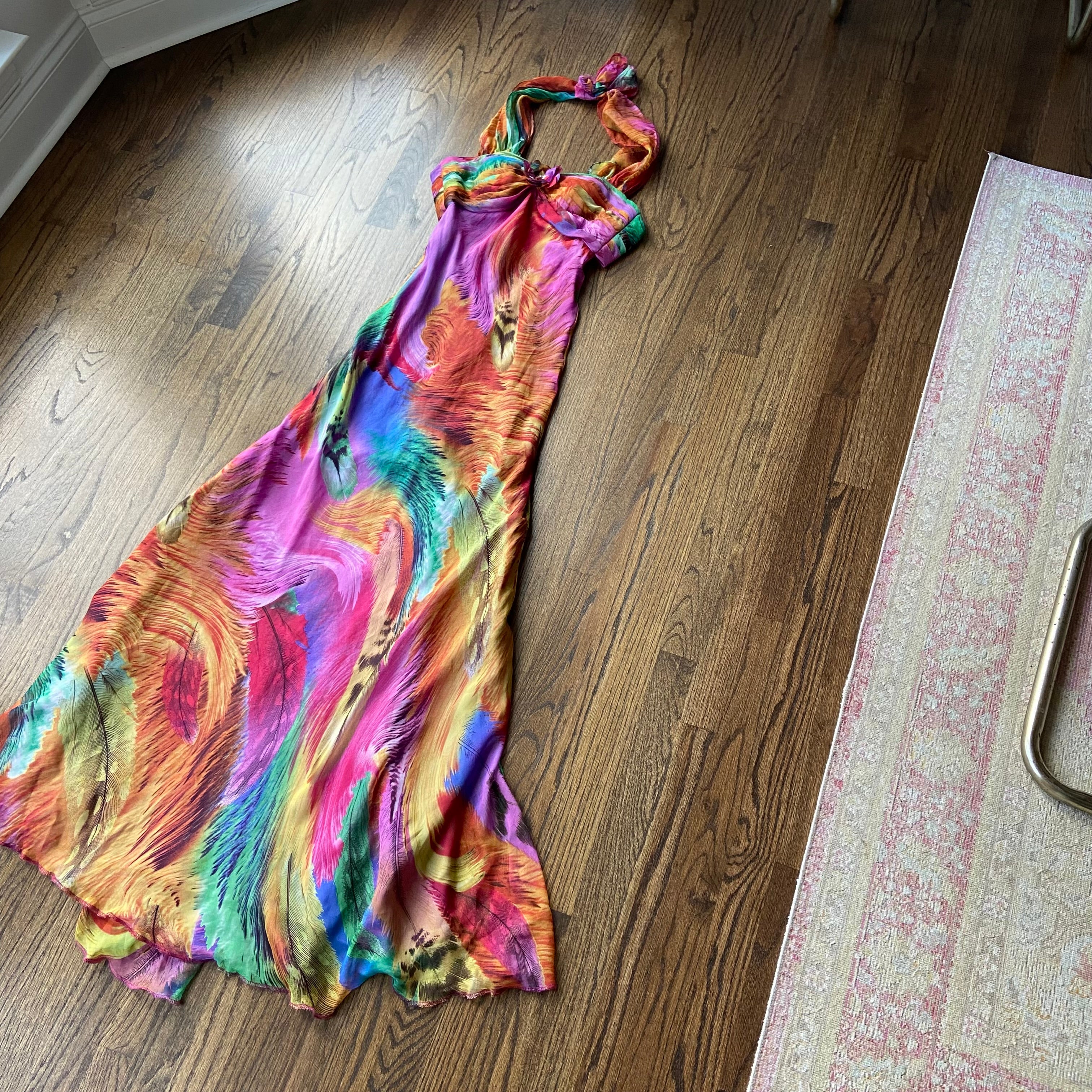 Custom Silk Halter Maxi Dress (M)