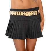 Cream Studded Leather Grommet Belt (XS-M)