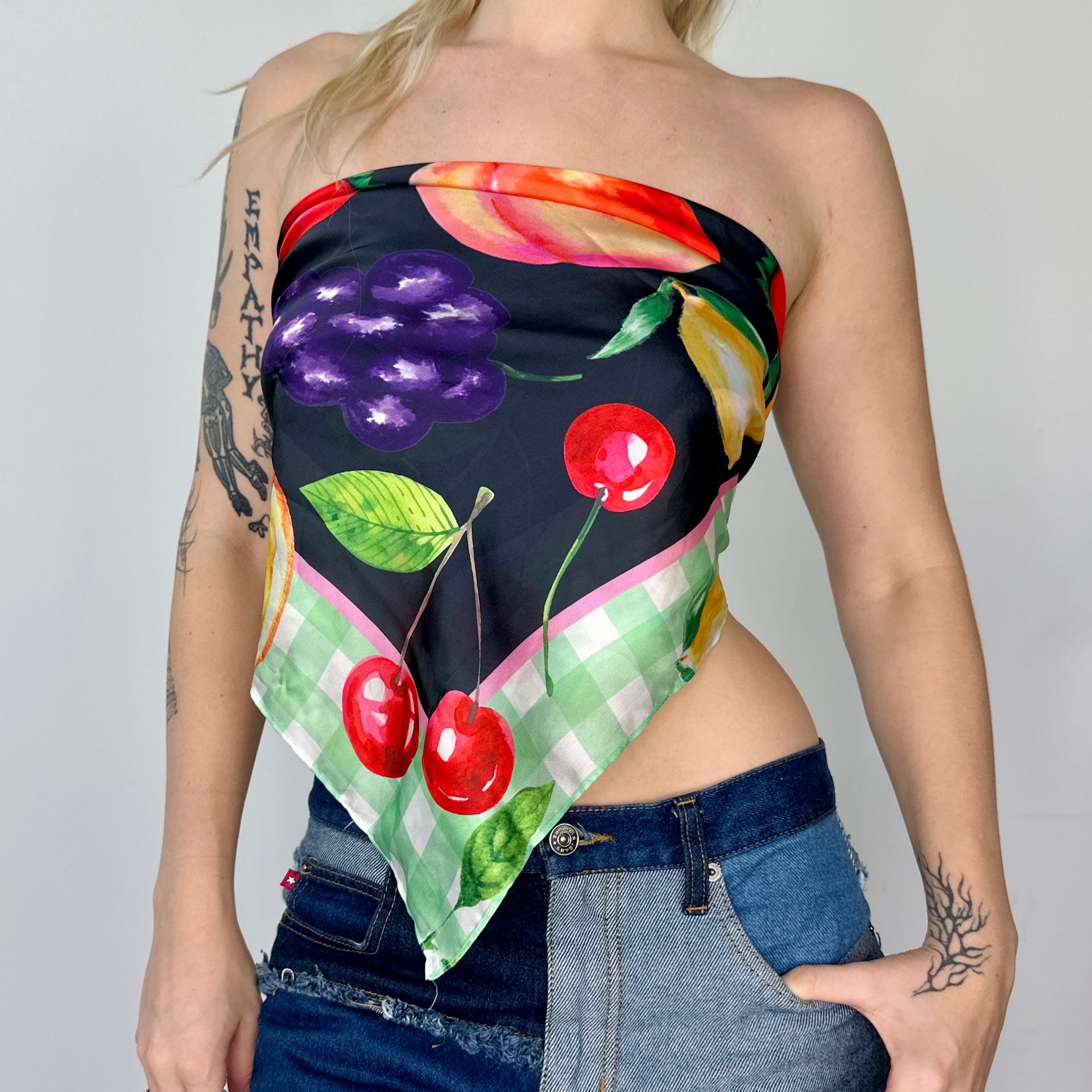 Fruit Print Silky Scarf