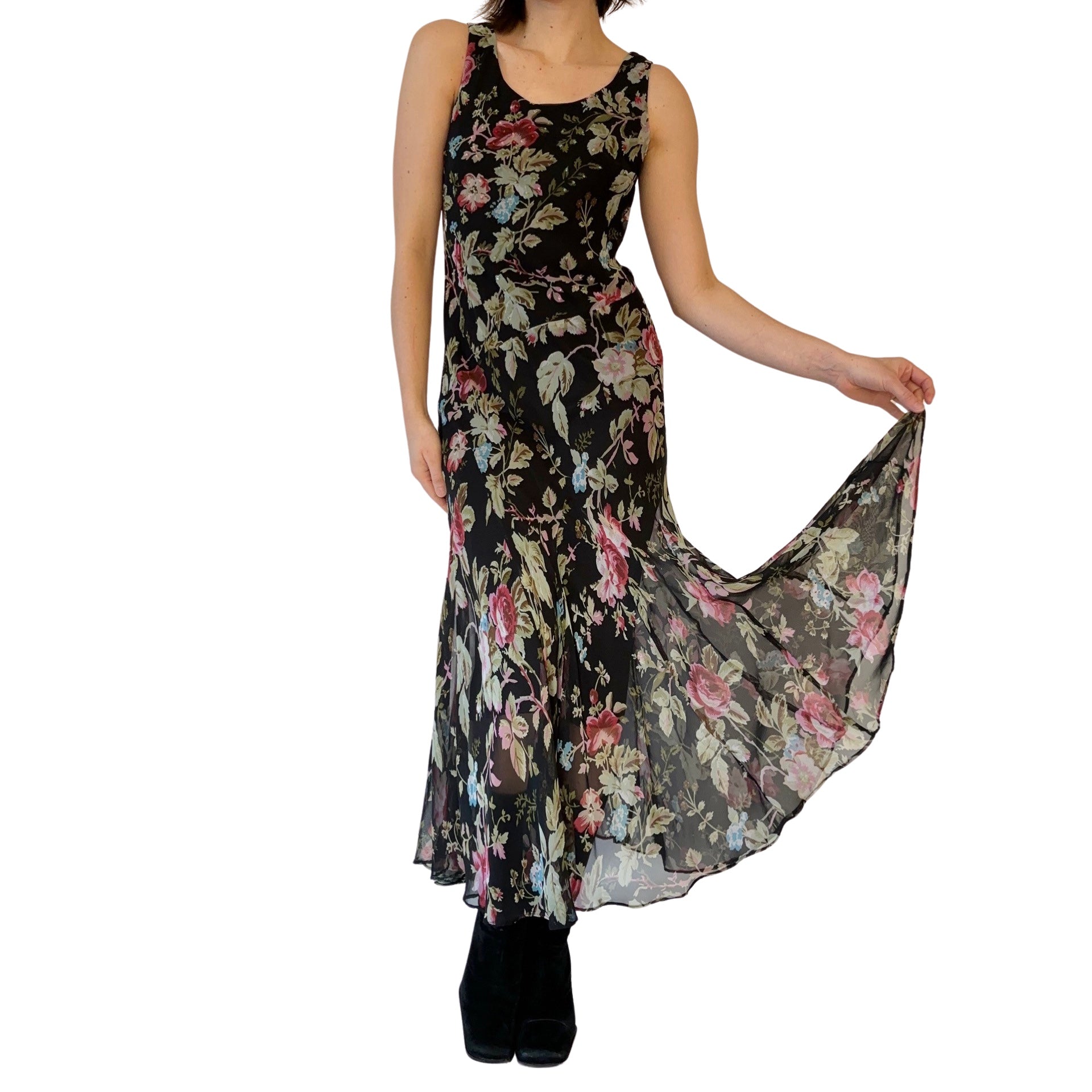 90s Floral Maxi Dress (S)