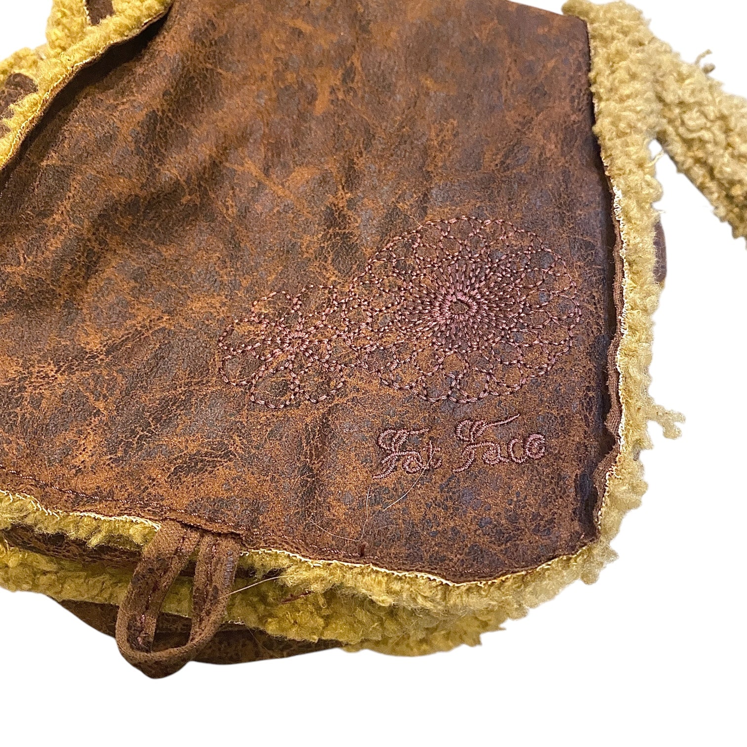 Vintage faux shearling over the shoulder bag